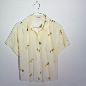 Madewell Cactus Embroidered Hilltop Shirt in Swiss Dot Great condition XS